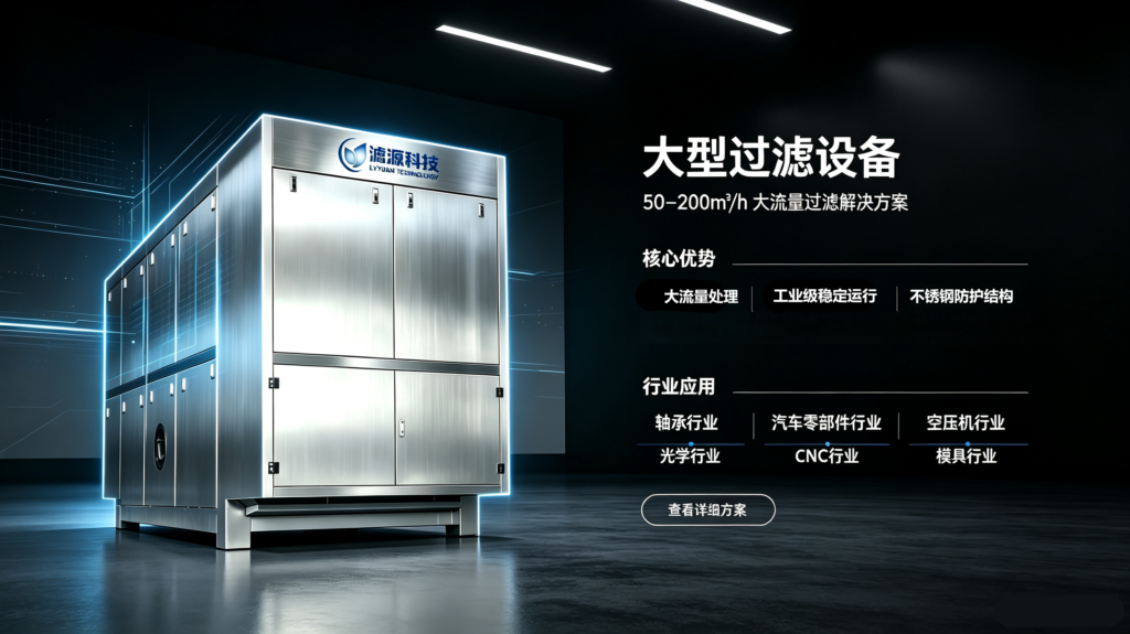 滤源科技 50-200m³/h 大流量不锈钢工业过滤设备,汽车零部件 CNC 模具光学车间切削液磨削油过滤一体机
